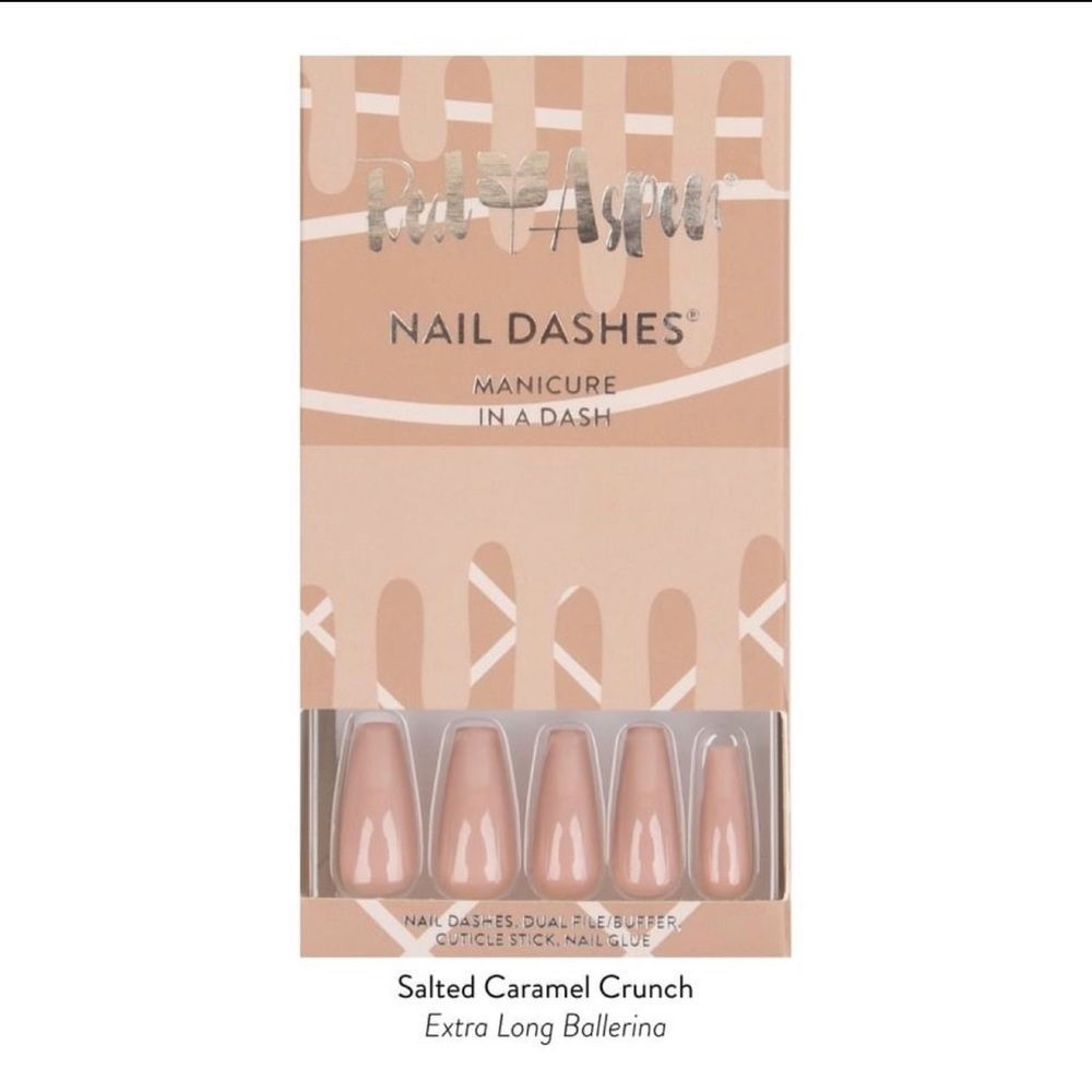 NIB Red Aspen "Salted Caramel Crunch" Nails – Extra Long Ballerina Nude